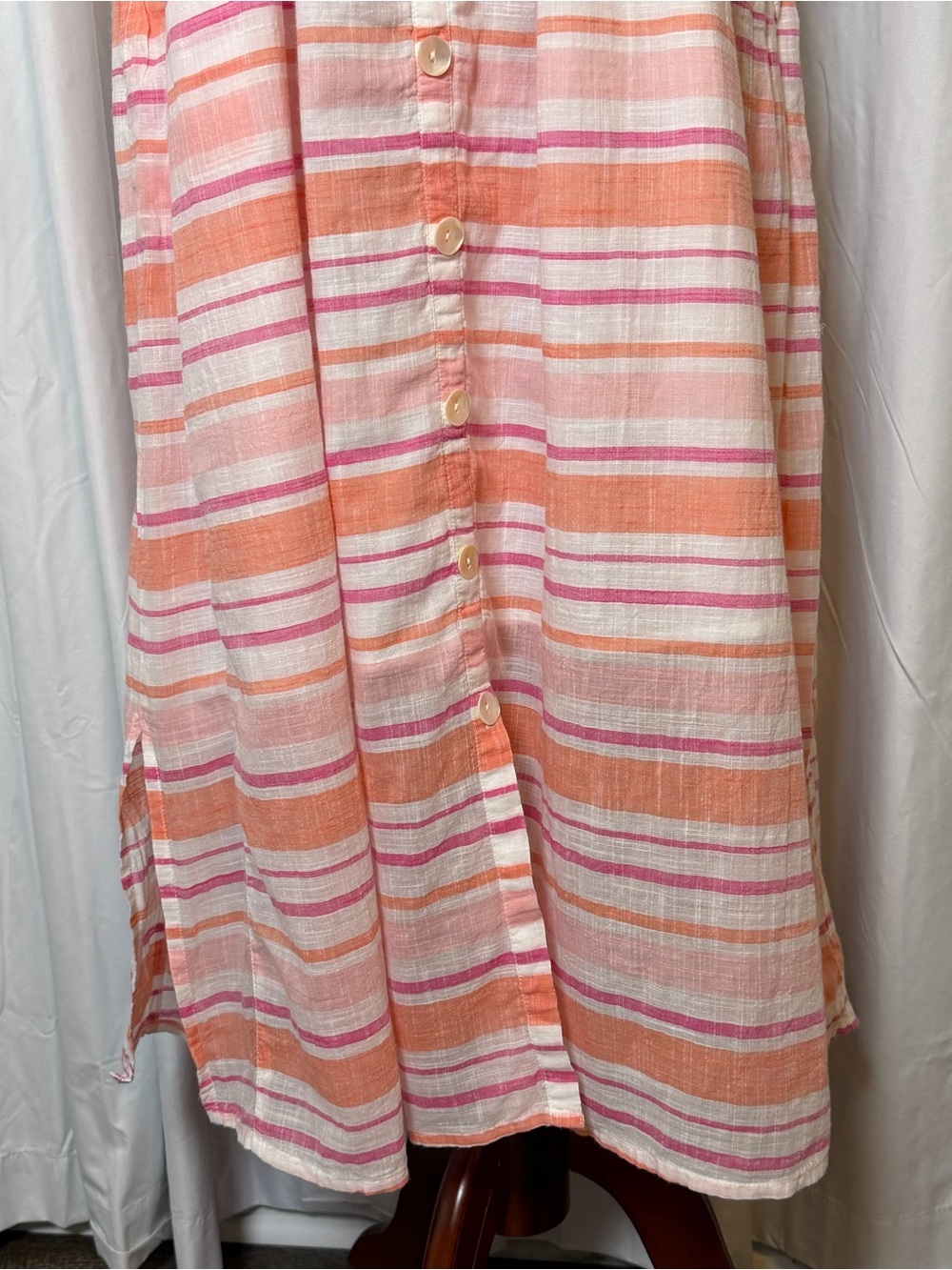 Roller Rabbit Kirsten Dress East Hampton Stripe Pink Cotton Smocked Midi Large - Picture 7 of 16